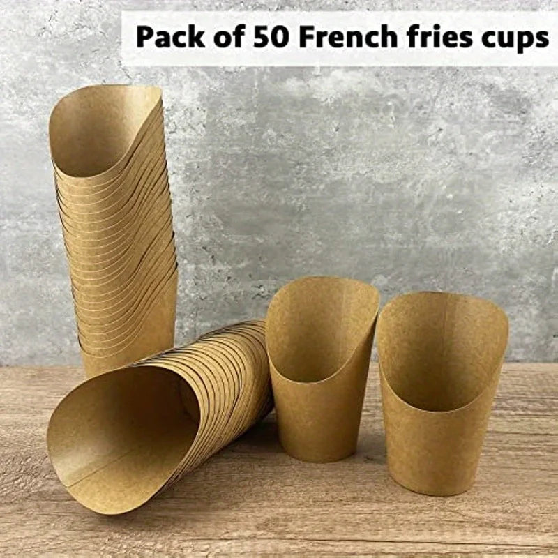 50pcs Multi-Use Disposable Paper Cups Eco-Friendly, Sturdy Design for Snacks, Desserts Parties  Ideal for French Fries, Cupcakes