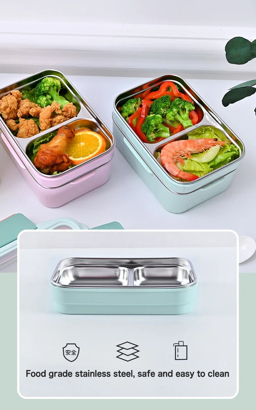 Cartoon Lunch Box  Stainless Steel Double Layer Food Container Portable for Kids Kids Picnic School Bento Box