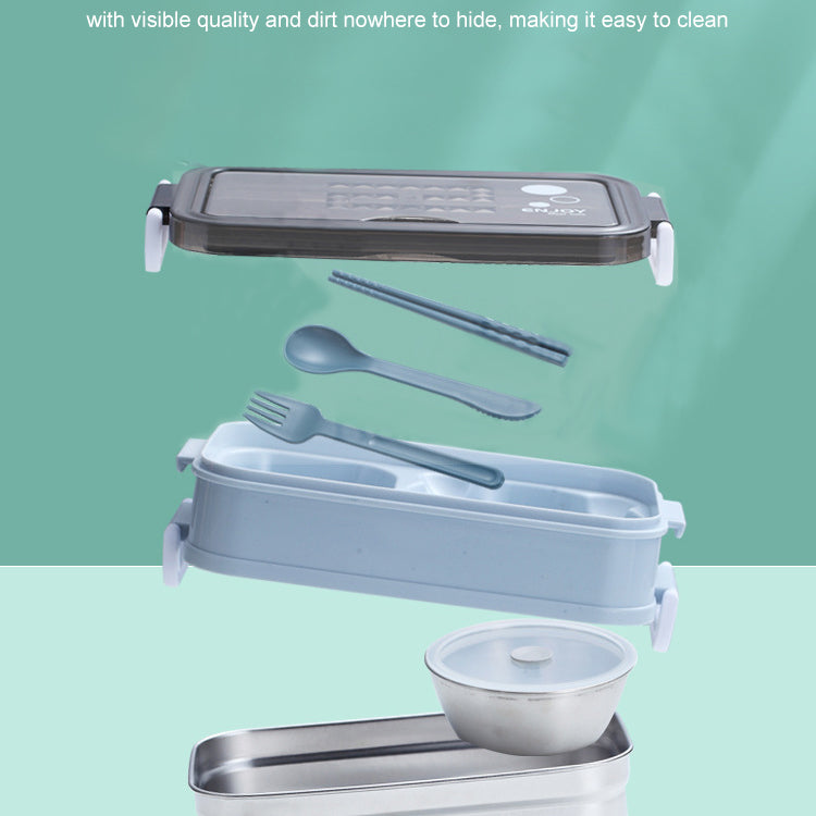 Stainless Steel Lunch Box Bento Double Layer Box Student Office Worker Food Container Microwae Heating Lunch Food Storage Box