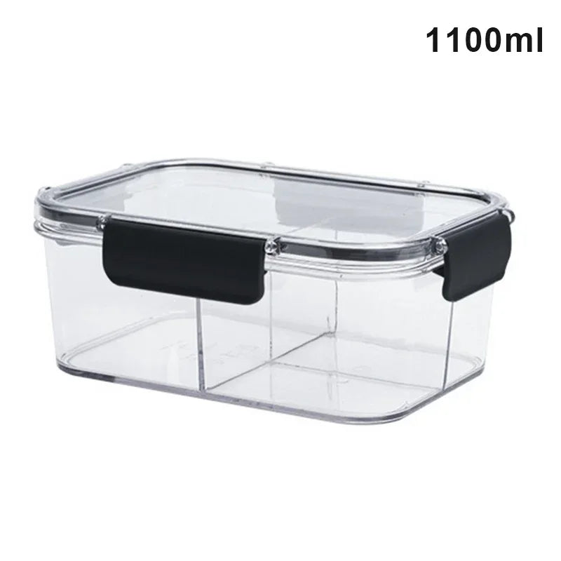 Food storage container, transparent compartment lunch box, large capacity fresh-keeping box, fruit salad snack sealed box.