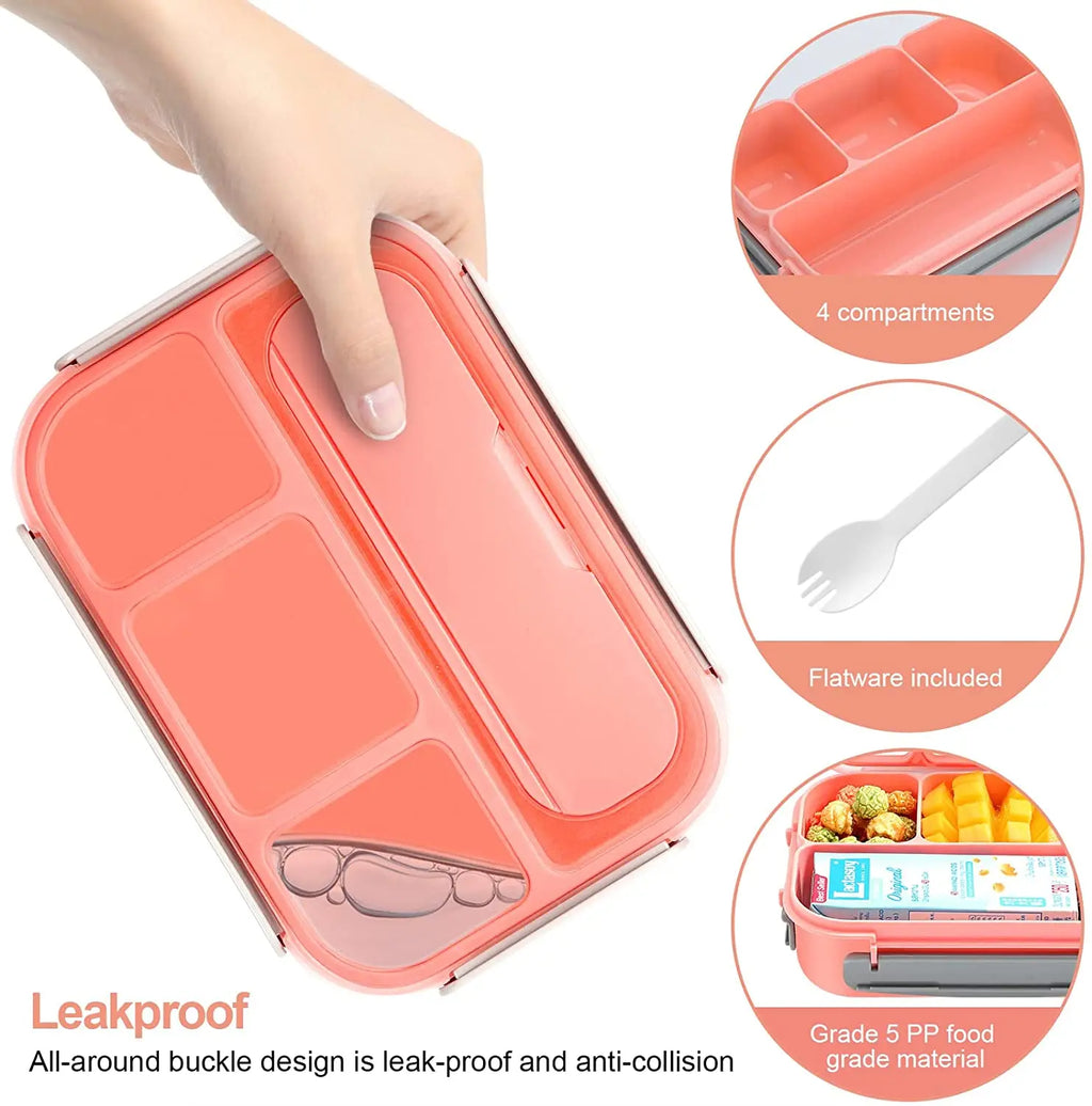 Lunch Box,Lunch Containers for Adults Kids Toddler,1.3L-4 Compartment Bento Box,Microwave/Dishwasher/Freezer Safe