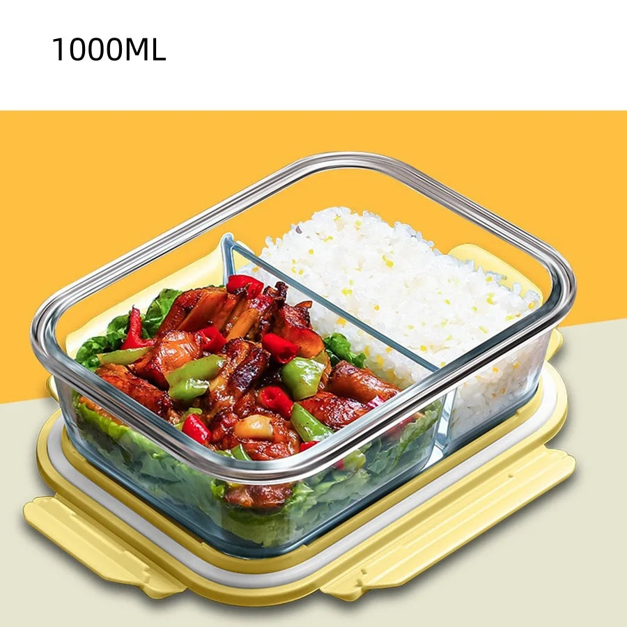 Lunch Box Glass Food Storage Containers with Lids Meal Prep Containers Glass Fresh-Keeping Box Airtight Lunch Boxes Bento Boxes