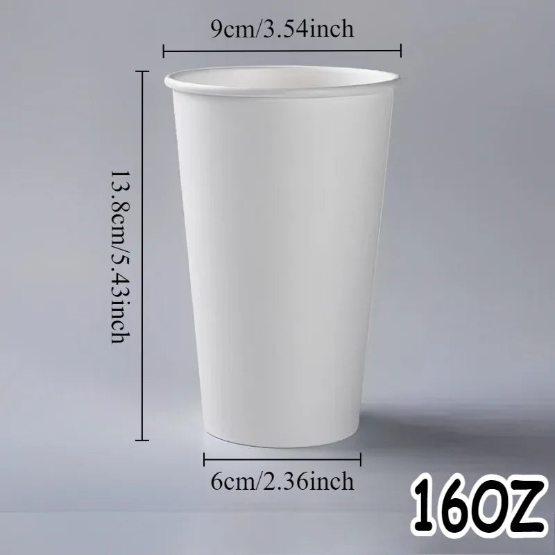 20/40PCS White Paper Cups 16OZ Disposable Coffee Cups Suitable for Hot/cold Drinks Suitable for Parties Picnics Travel Events