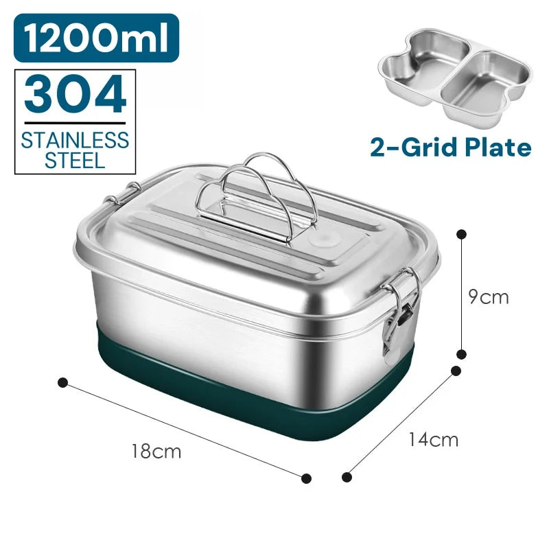 Stainless Steel Lunch Box for Kids And Adults, Portable Leak-Proof Bento Box, Travel Food Meal Prep Container Dishwasher Safe