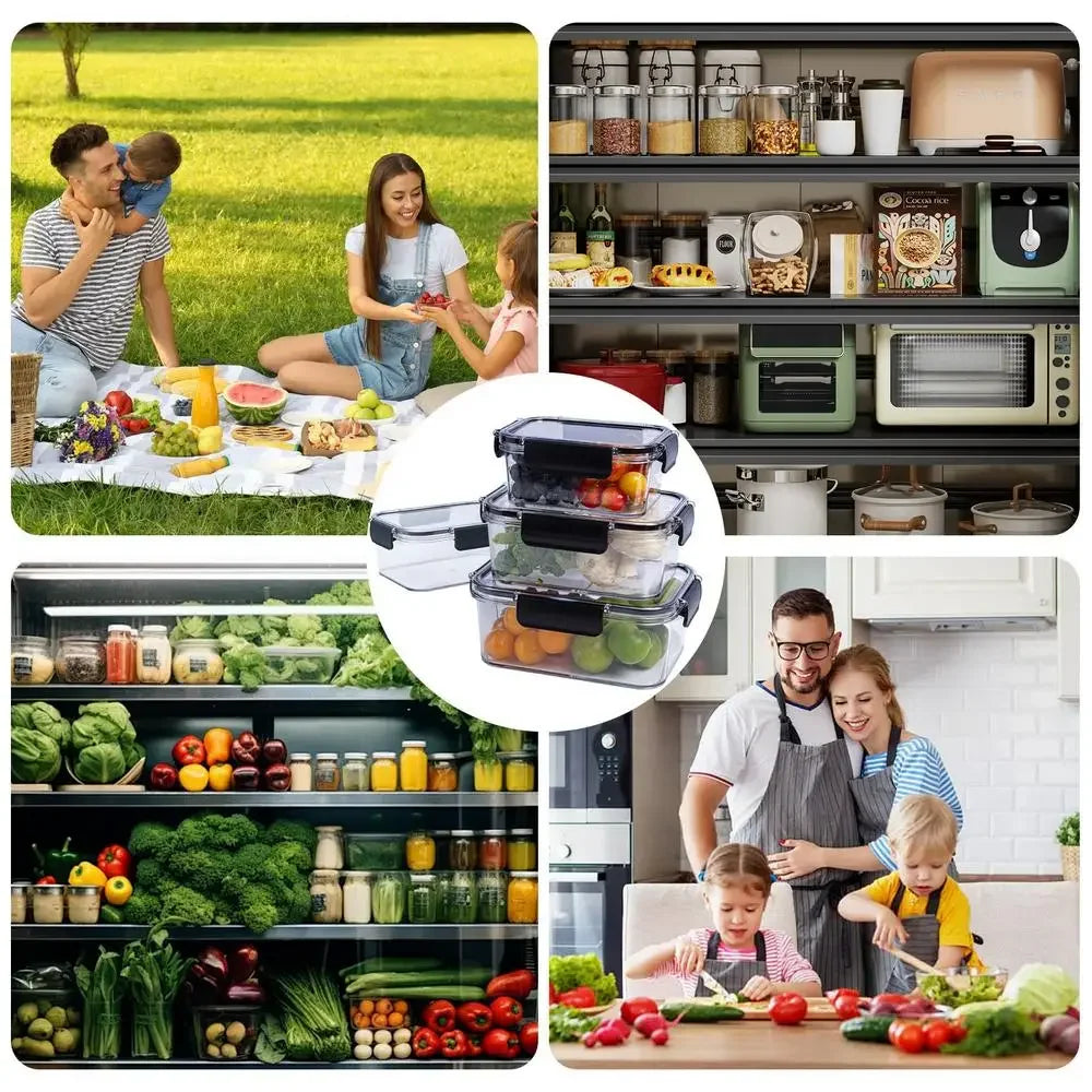 Food storage container, transparent compartment lunch box, large capacity fresh-keeping box, fruit salad snack sealed box.