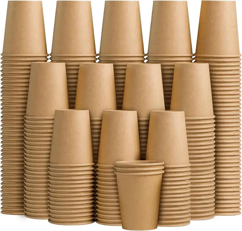 8 oz Kraft Paper Cups Disposable Paper Coffee Cups Hot/Cold Drinking Cup for Water Coffee Juice Unbleached Cups for Party Picnic