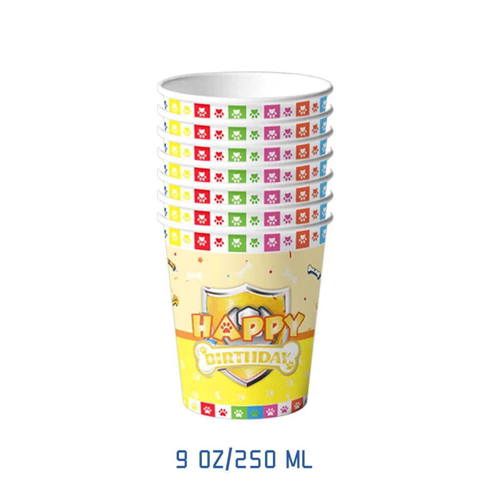 Cartoon Paw Patrol Cup Disposable Paper Cups 9oz New Drinking 250ml Dogs Skye Party Supplies Birthday Party Favor Decoration