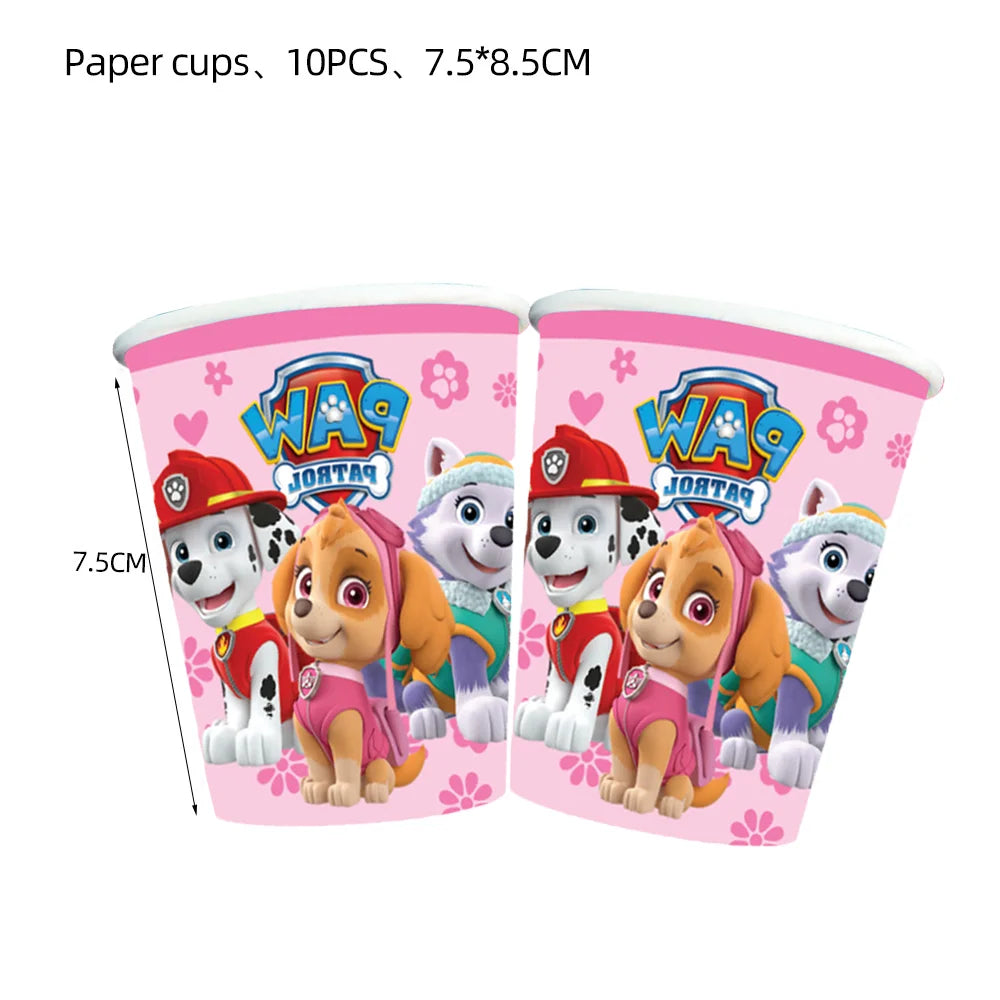 Cartoon Paw Patrol Cup Disposable Paper Cups 9oz New Drinking 250ml Dogs Skye Party Supplies Birthday Party Favor Decoration