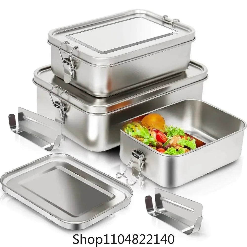 Stainless Steel Bento Box Metal Lunch Box Food Storage Containers with Lockable Clips Lunch Snack Boxes for Work,School