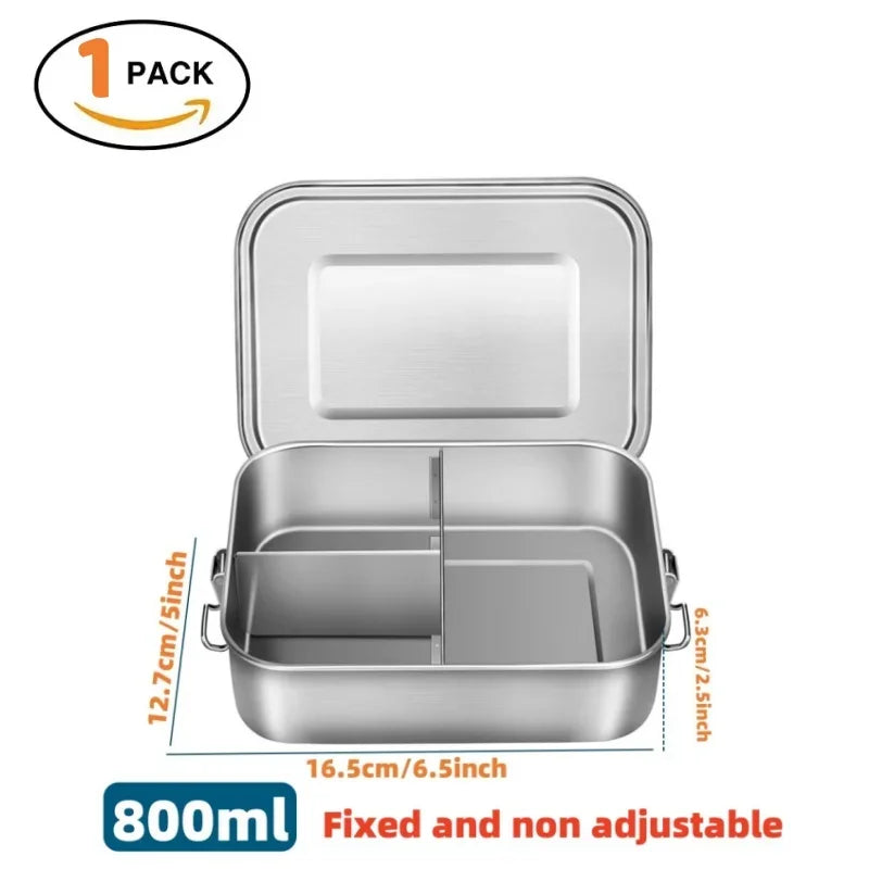Stainless Steel Lunch Box for Kids And Adults, Portable Leak-Proof Bento Box, Travel Food Meal Prep Container Dishwasher Safe