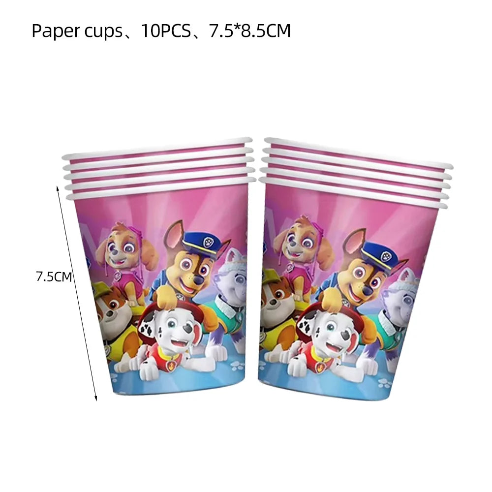 Cartoon Paw Patrol Cup Disposable Paper Cups 9oz New Drinking 250ml Dogs Skye Party Supplies Birthday Party Favor Decoration