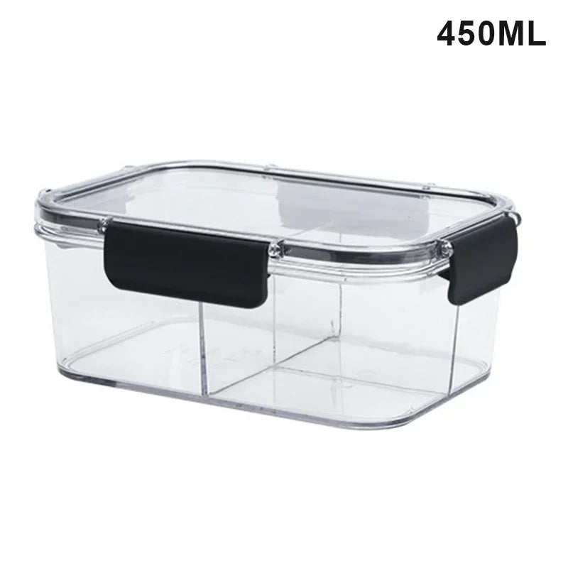 Food storage container, transparent compartment lunch box, large capacity fresh-keeping box, fruit salad snack sealed box.