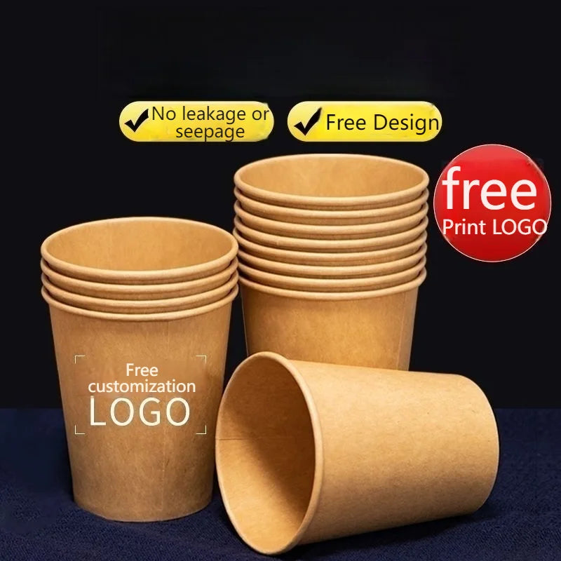 100/200pcs Disposable Paper Cups 250ml Solid Color Paper Cups Coffee Milk Cup Paper Cup For Hot Drinking Party Supplies
