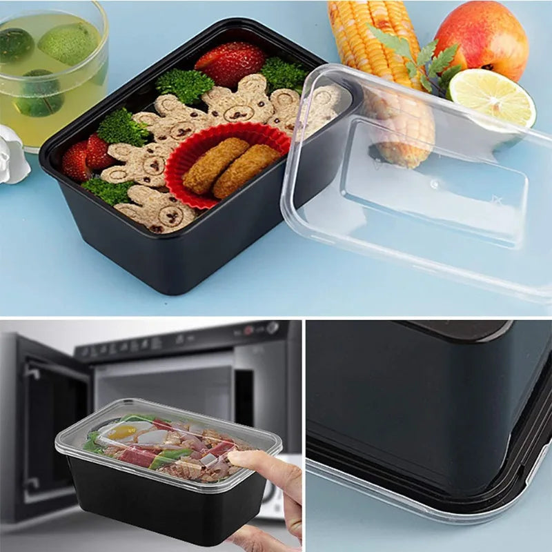 10/30pcs Disposable Takeaway Lunch Box Plastic Bowl Lunch Box Fruit Salad Food Box Takeout Bento Fridge Storage Food Containers