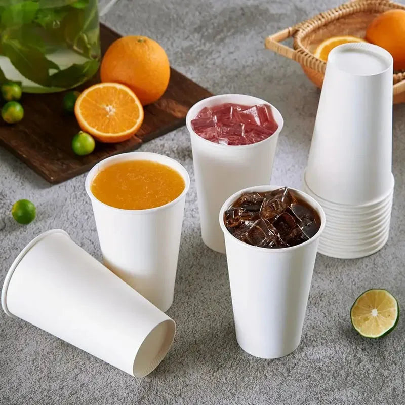 20/40PCS White Paper Cups 16OZ Disposable Coffee Cups Suitable for Hot/cold Drinks Suitable for Parties Picnics Travel Events