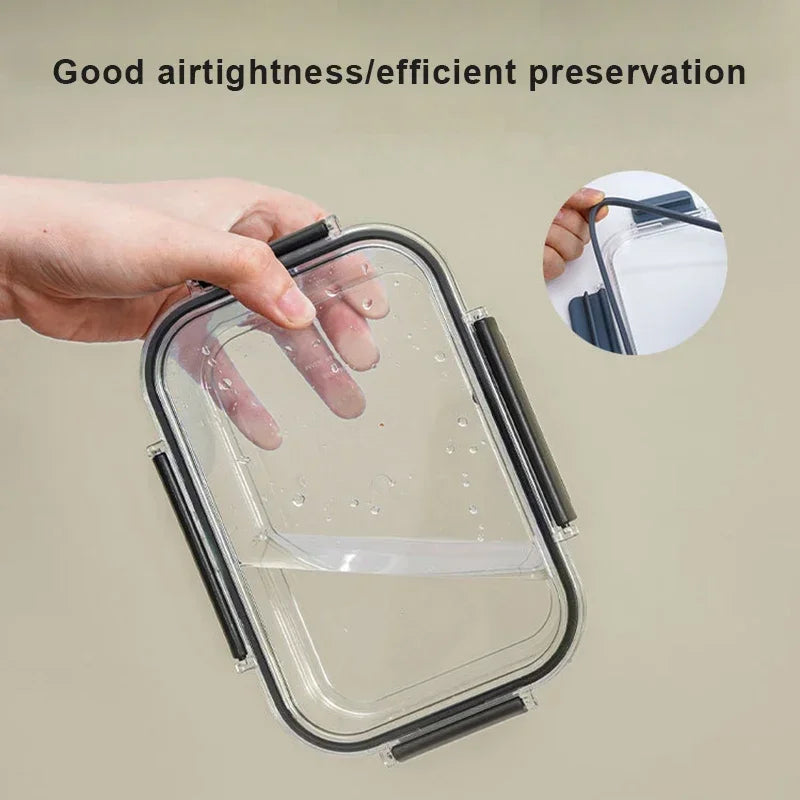 Food storage container, transparent compartment lunch box, large capacity fresh-keeping box, fruit salad snack sealed box.