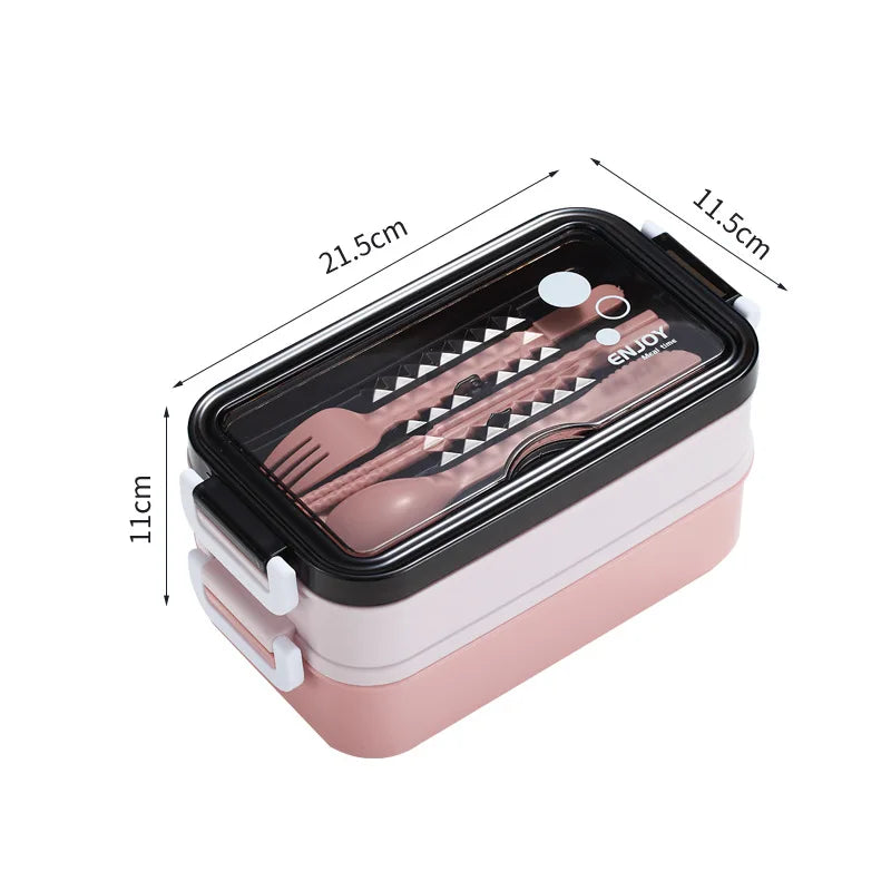 Stainless Steel Lunch Box Bento Double Layer Box Student Office Worker Food Container Microwae Heating Lunch Food Storage Box