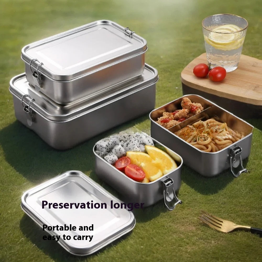 Stainless Steel Bento Box Metal Lunch Box Food Storage Containers with Lockable Clips Lunch Snack Boxes for Work,School