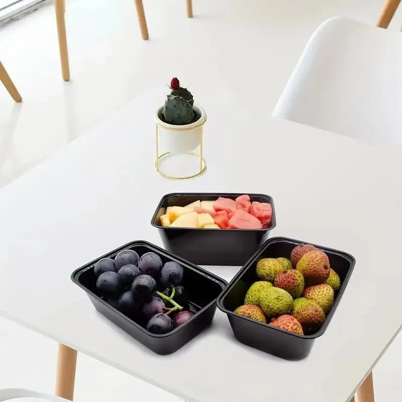 10/20PCS Black Food Box Fruit Salad Food Box Kitchen Meal Prep Takeout Bento Fridge Storage Leakproof Food Containers