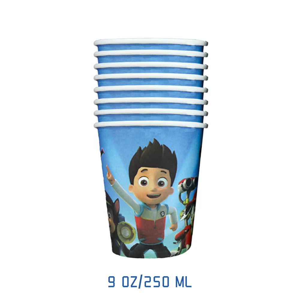 Cartoon Paw Patrol Cup Disposable Paper Cups 9oz New Drinking 250ml Dogs Skye Party Supplies Birthday Party Favor Decoration