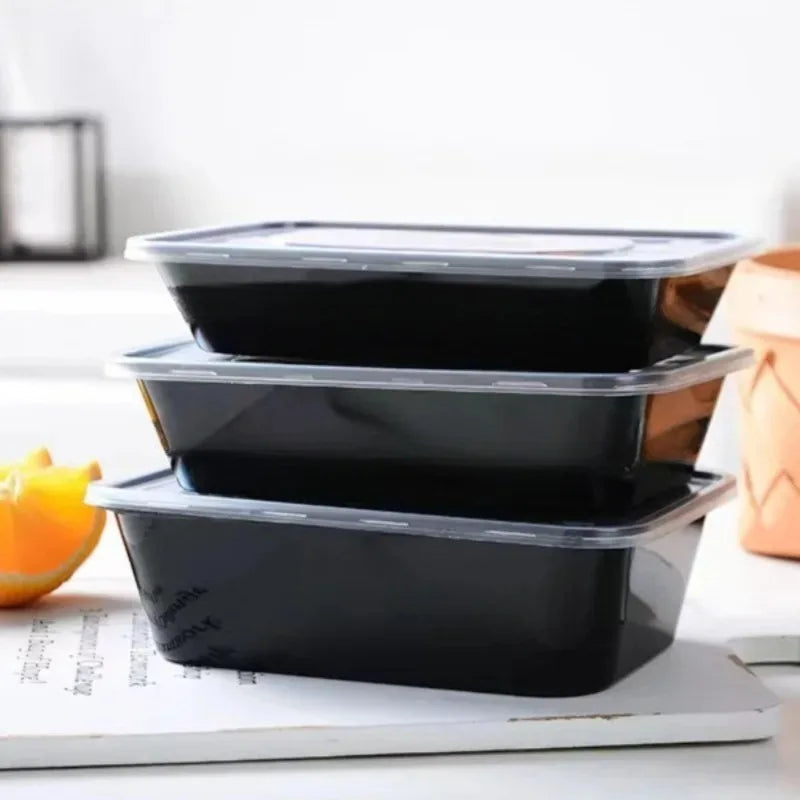 10/20PCS Black Food Box Fruit Salad Food Box Kitchen Meal Prep Takeout Bento Fridge Storage Leakproof Food Containers