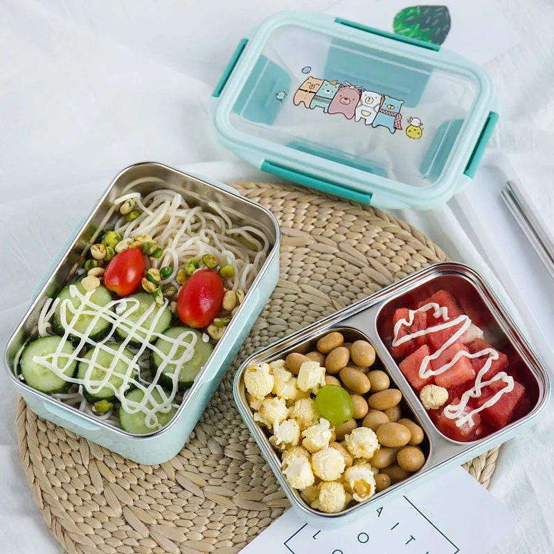 Cartoon Lunch Box  Stainless Steel Double Layer Food Container Portable for Kids Kids Picnic School Bento Box