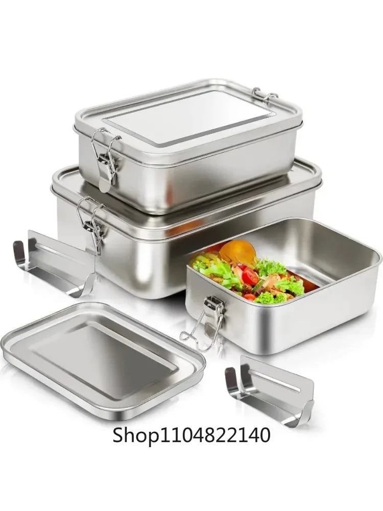 Stainless Steel Bento Box Metal Lunch Box Food Storage Containers with Lockable Clips Lunch Snack Boxes for Work,School