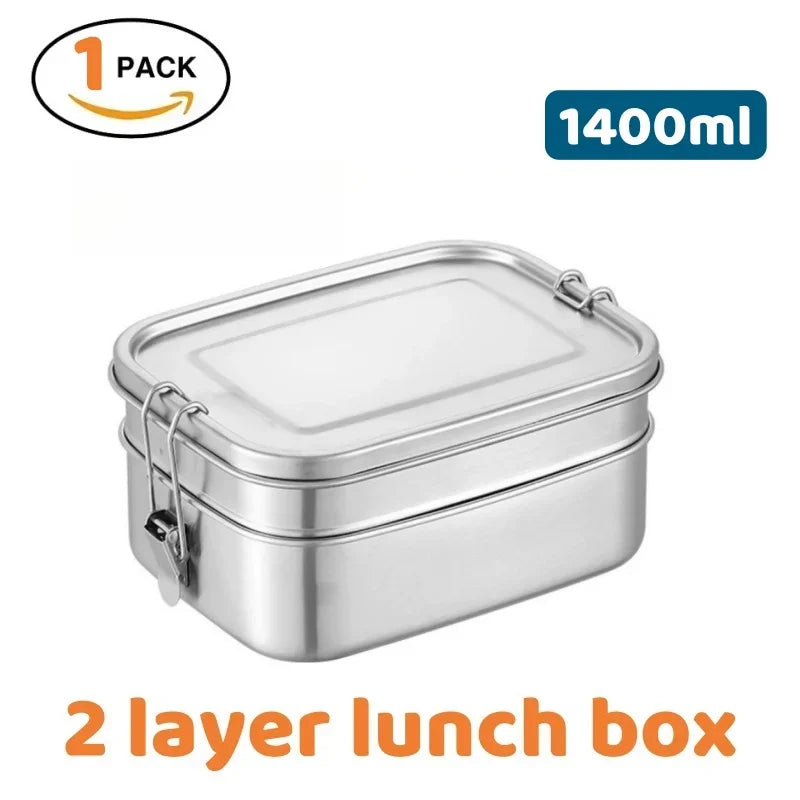Stainless Steel Lunch Box for Kids And Adults, Portable Leak-Proof Bento Box, Travel Food Meal Prep Container Dishwasher Safe