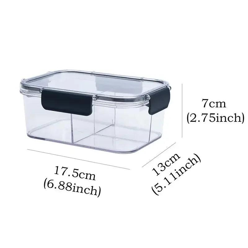 Food storage container, transparent compartment lunch box, large capacity fresh-keeping box, fruit salad snack sealed box.