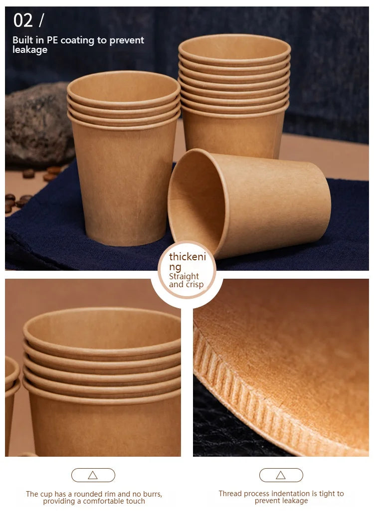 100/200pcs Disposable Paper Cups 250ml Solid Color Paper Cups Coffee Milk Cup Paper Cup For Hot Drinking Party Supplies