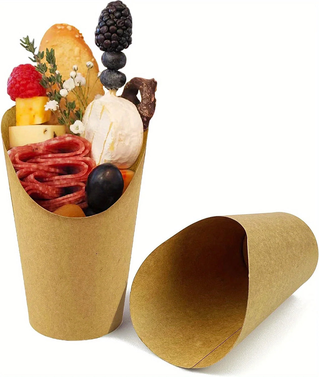 50pcs Multi-Use Disposable Paper Cups Eco-Friendly, Sturdy Design for Snacks, Desserts Parties  Ideal for French Fries, Cupcakes