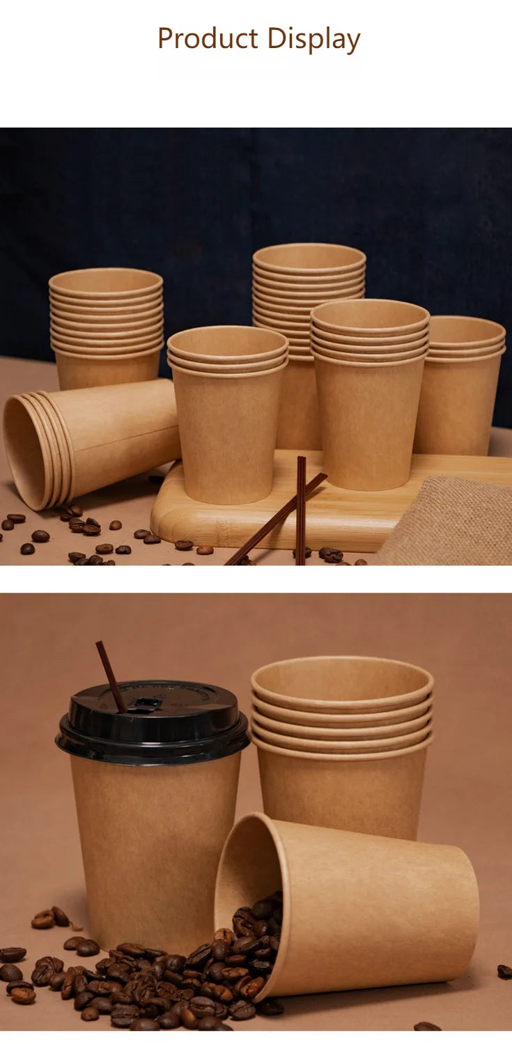 100/200pcs Disposable Paper Cups 250ml Solid Color Paper Cups Coffee Milk Cup Paper Cup For Hot Drinking Party Supplies