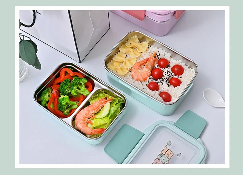 Cartoon Lunch Box  Stainless Steel Double Layer Food Container Portable for Kids Kids Picnic School Bento Box