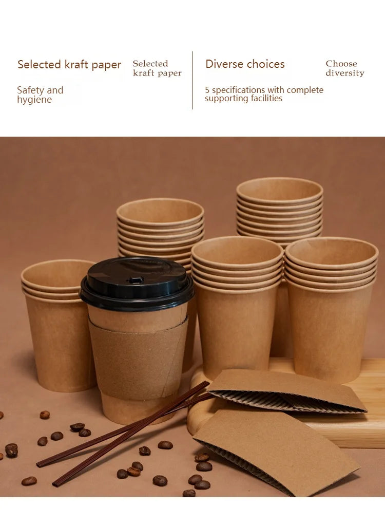 100/200pcs Disposable Paper Cups 250ml Solid Color Paper Cups Coffee Milk Cup Paper Cup For Hot Drinking Party Supplies