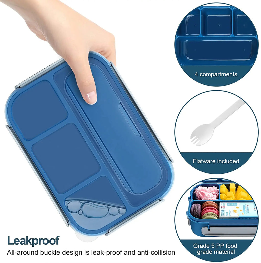 Lunch Box,Lunch Containers for Adults Kids Toddler,1.3L-4 Compartment Bento Box,Microwave/Dishwasher/Freezer Safe