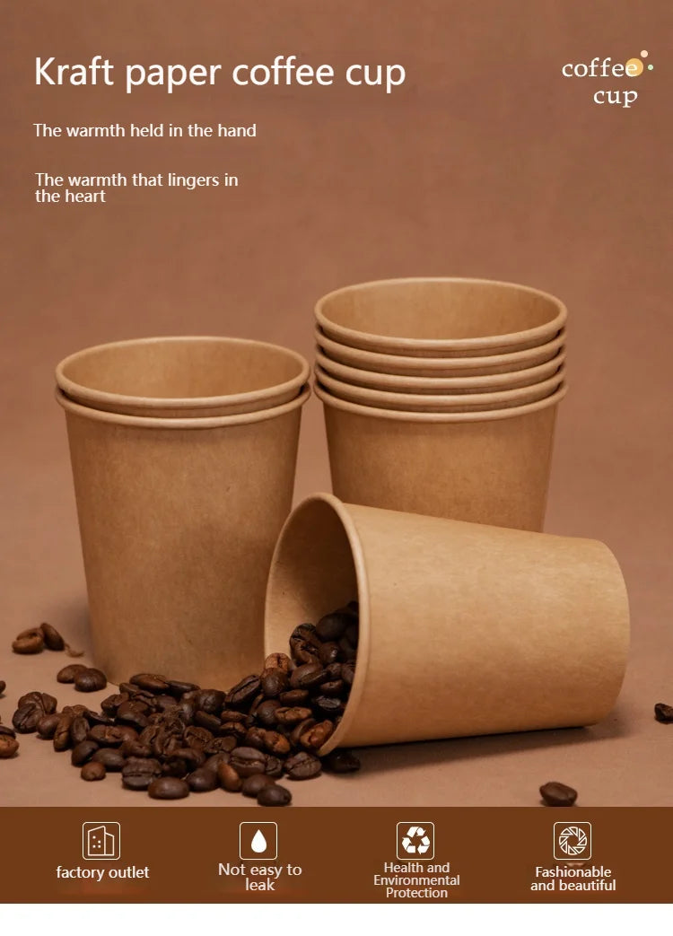 100/200pcs Disposable Paper Cups 250ml Solid Color Paper Cups Coffee Milk Cup Paper Cup For Hot Drinking Party Supplies