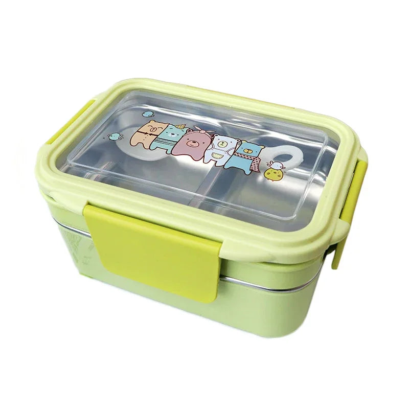 Cartoon Lunch Box  Stainless Steel Double Layer Food Container Portable for Kids Kids Picnic School Bento Box