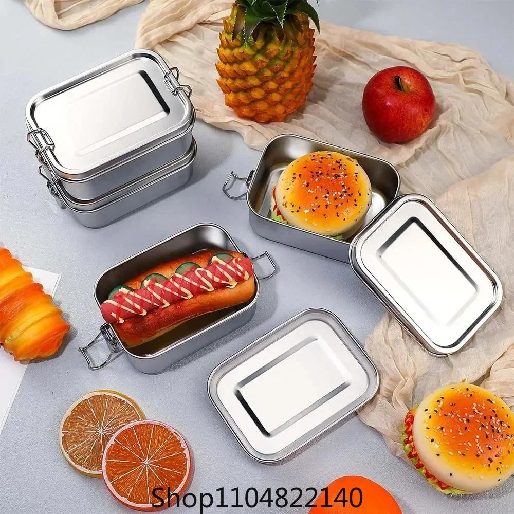 Stainless Steel Bento Box Metal Lunch Box Food Storage Containers with Lockable Clips Lunch Snack Boxes for Work,School