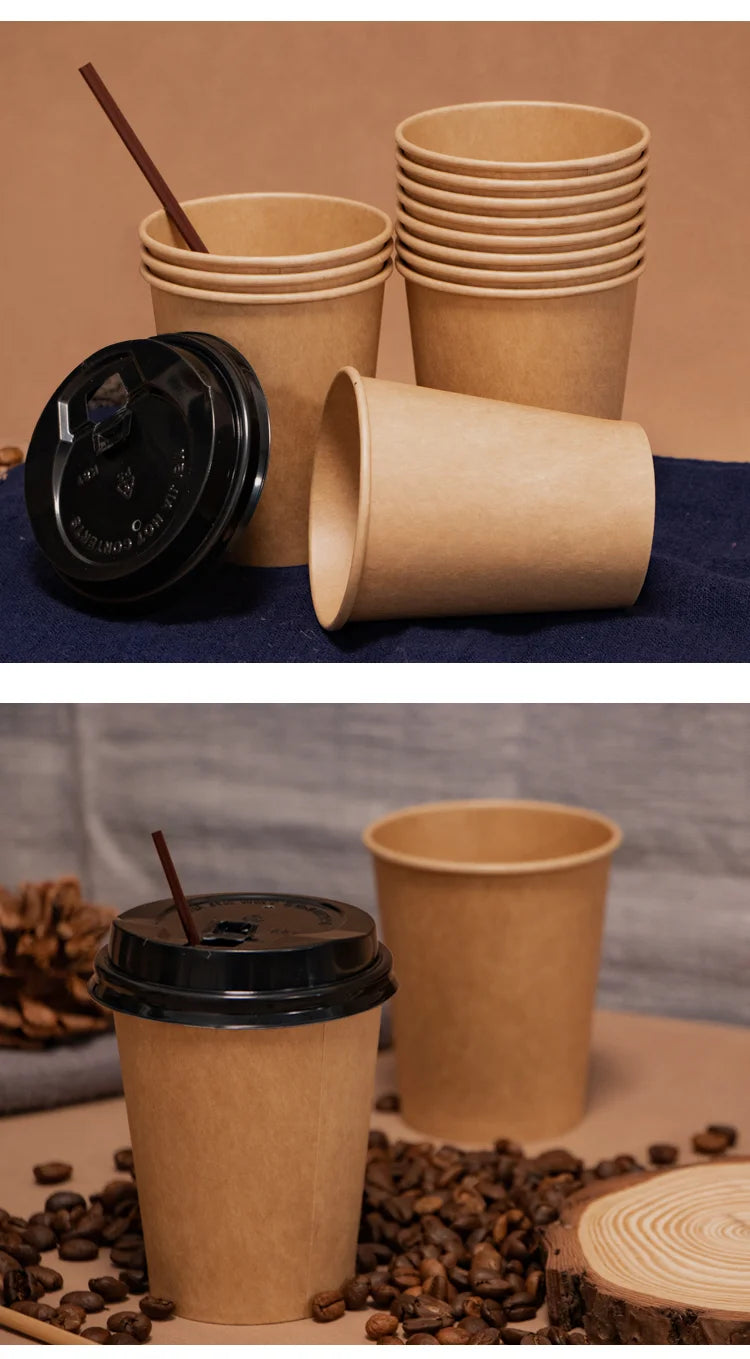 100/200pcs Disposable Paper Cups 250ml Solid Color Paper Cups Coffee Milk Cup Paper Cup For Hot Drinking Party Supplies