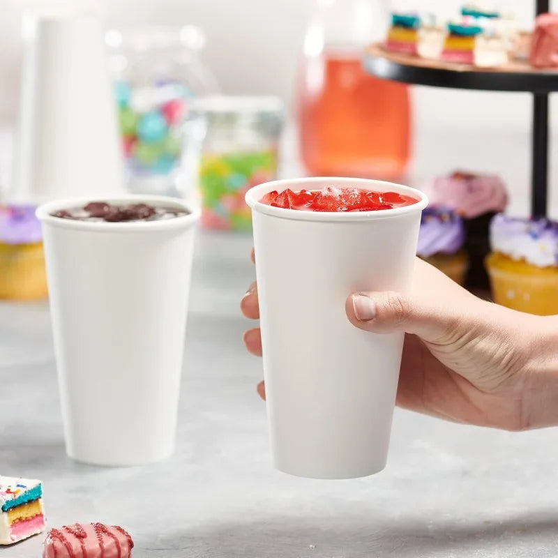 20/40PCS White Paper Cups 16OZ Disposable Coffee Cups Suitable for Hot/cold Drinks Suitable for Parties Picnics Travel Events