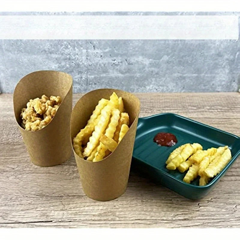 50pcs Multi-Use Disposable Paper Cups Eco-Friendly, Sturdy Design for Snacks, Desserts Parties  Ideal for French Fries, Cupcakes