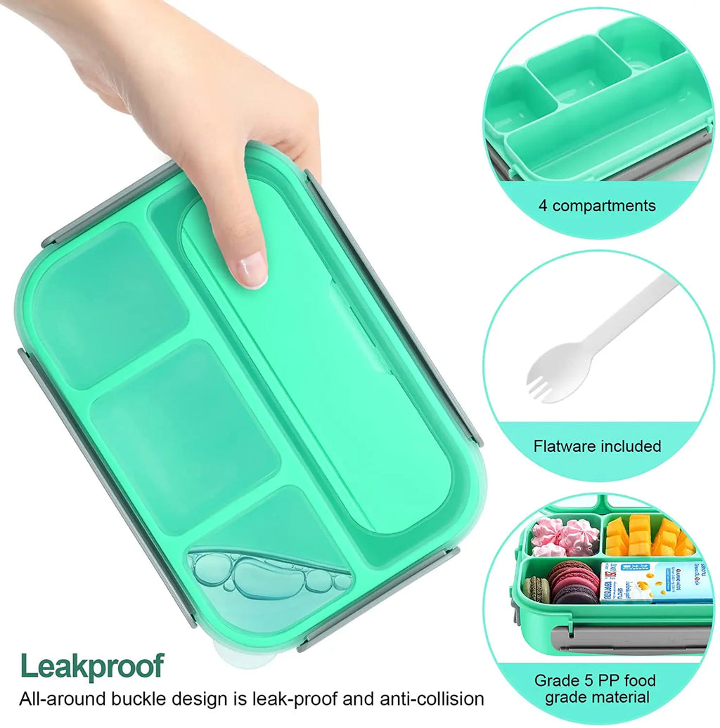 Lunch Box,Lunch Containers for Adults Kids Toddler,1.3L-4 Compartment Bento Box,Microwave/Dishwasher/Freezer Safe