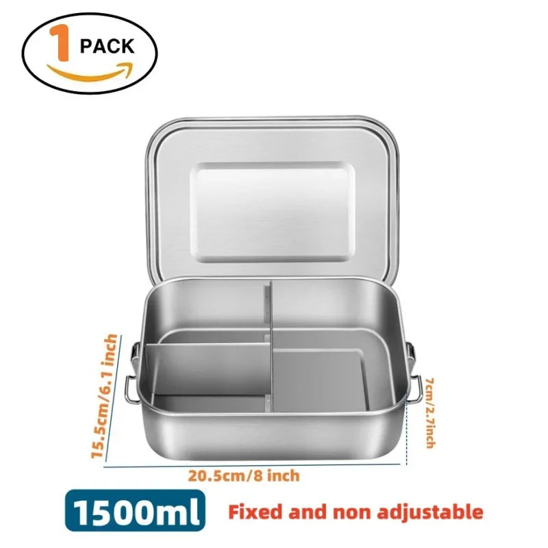 Stainless Steel Lunch Box for Kids And Adults, Portable Leak-Proof Bento Box, Travel Food Meal Prep Container Dishwasher Safe