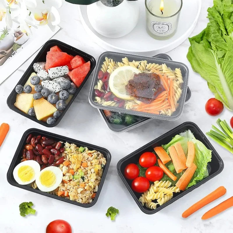 10/30pcs Disposable Takeaway Lunch Box Plastic Bowl Lunch Box Fruit Salad Food Box Takeout Bento Fridge Storage Food Containers