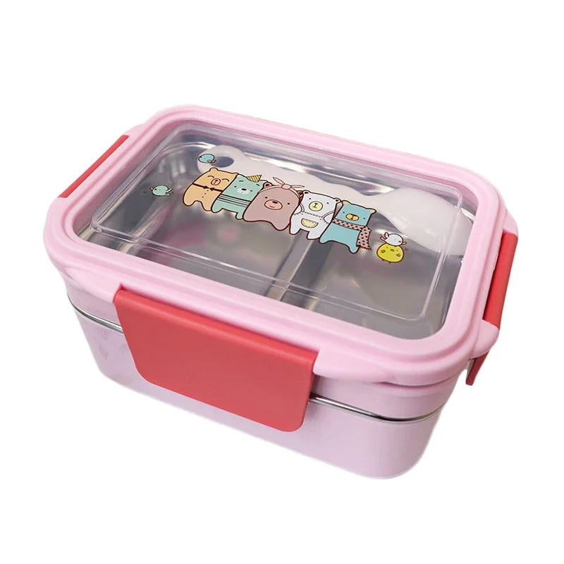 Cartoon Lunch Box  Stainless Steel Double Layer Food Container Portable for Kids Kids Picnic School Bento Box