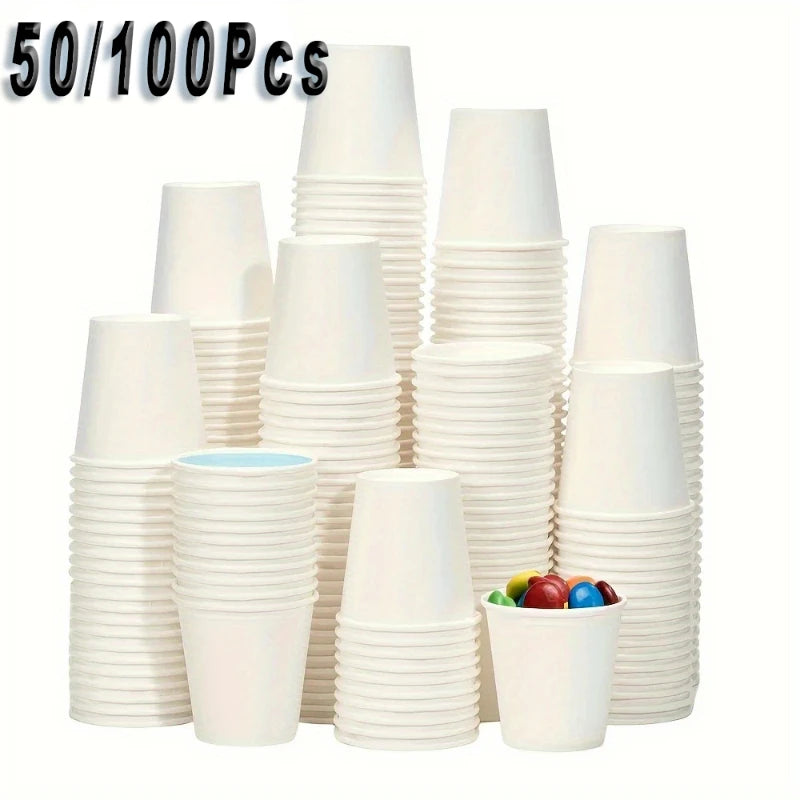 50/100PCS Disposable Small Paper Cup Tasting Cup  Perfect for Coffee Candy Juice Home Supermarket Holiday Party Activities