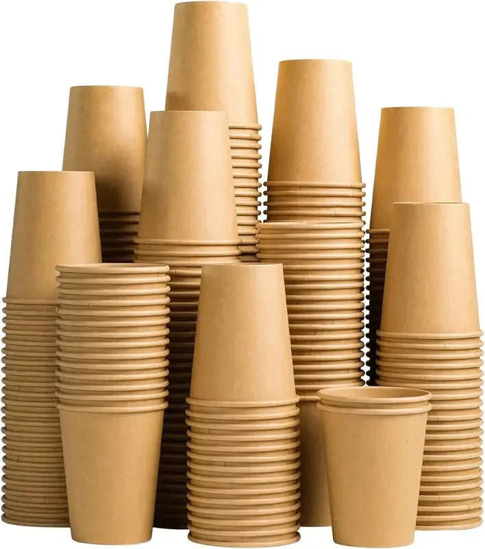 8 oz Kraft Paper Cups Disposable Paper Coffee Cups Hot/Cold Drinking Cup for Water Coffee Juice Unbleached Cups for Party Picnic