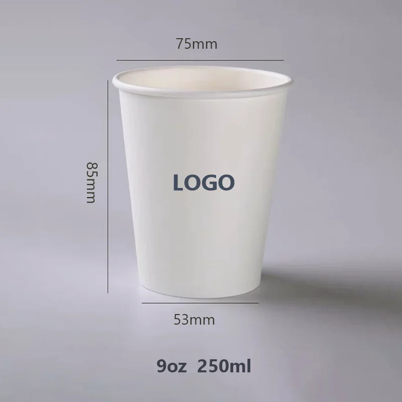 100pcs 250ml 9oz paper cups Personalized Custom，Company logo cups printing，Event Party Cups，Disposable Cup Custom，logo Custom