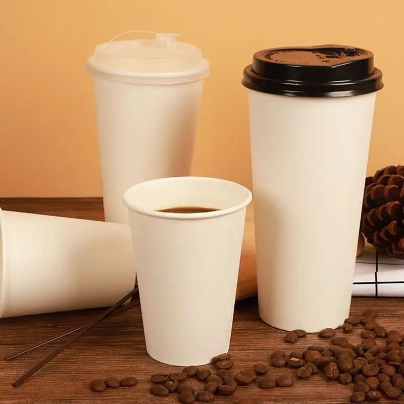 20/40PCS White Paper Cups 16OZ Disposable Coffee Cups Suitable for Hot/cold Drinks Suitable for Parties Picnics Travel Events