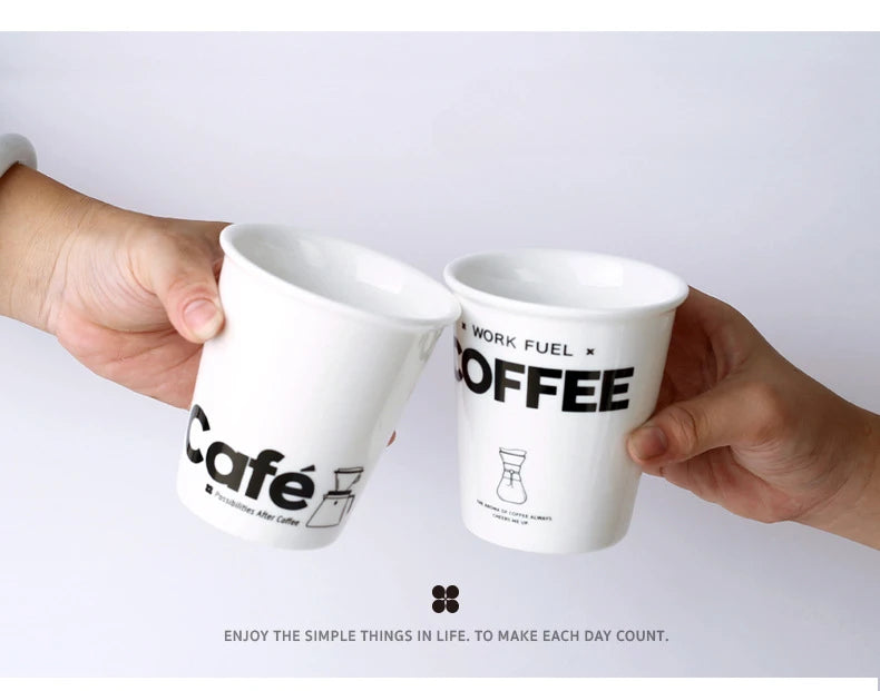 Coffee Cup Ceramics Paper Cup Design Milk Tea Cups Water Cups Hanging Ear Coffee Cups